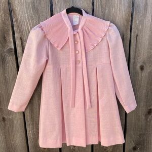 Women's VINTAGE Dress Pink Solid 50s Housewife 8 USA Pleated Ruffle Stepford 60s